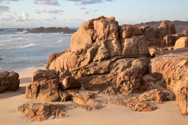 Rock am Forcados Point Beach, Galizien, Spanien