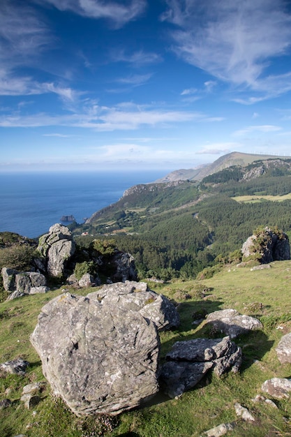 Rock at viewpoint at teixido village, galiza, espanha