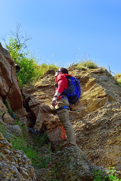 Rockclimber com mochila