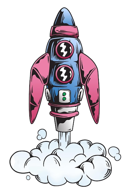 Rocket png sticker diseño de arte pop de fondo transparente