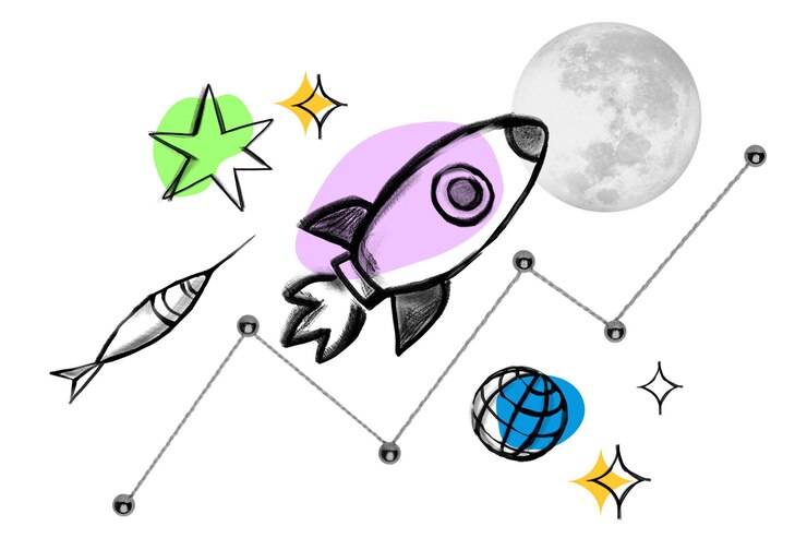 Rocket volador pegatina png negocio de puesta en marcha garabateo fondo transparente