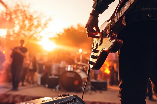 Foto rockkonzert in einem großen raum mit vielen besuchern