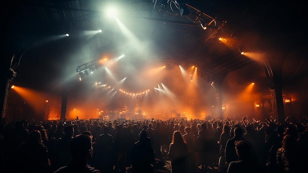 Rockkonzert-Vibes, kalter Rauch und helle Lichter