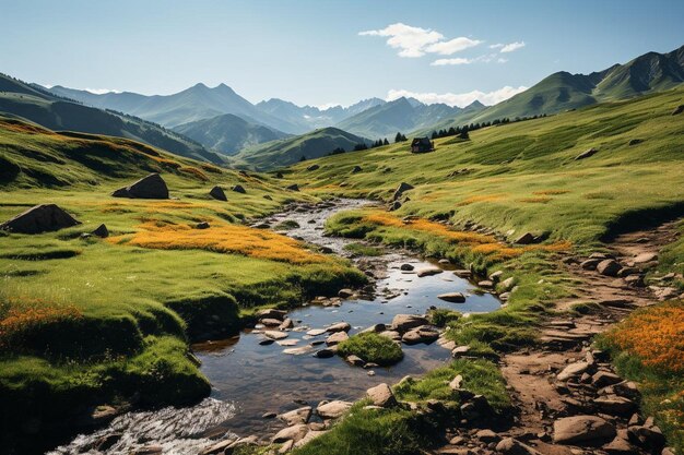 Rocky-Berg-Landschaft mit alpinen Wildfl_338jpg