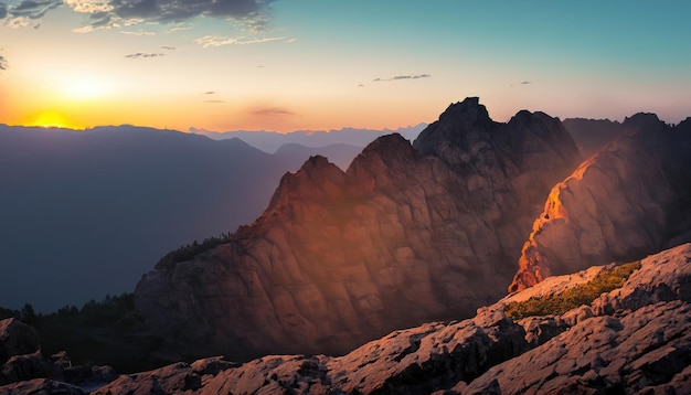 Rocky Mountain e fundo do pôr do sol