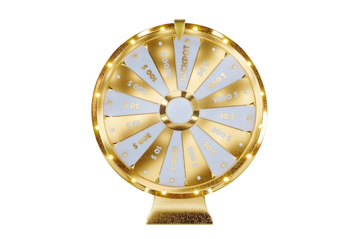 Foto roda da fortuna isolada em fundo branco conceito de cassino sorte sorte jogos de azar estabelecimentos de jogos de azar ilustração 3d 3d render espaço de cópia
