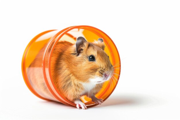 Roda de hamster exibida em fundo branco