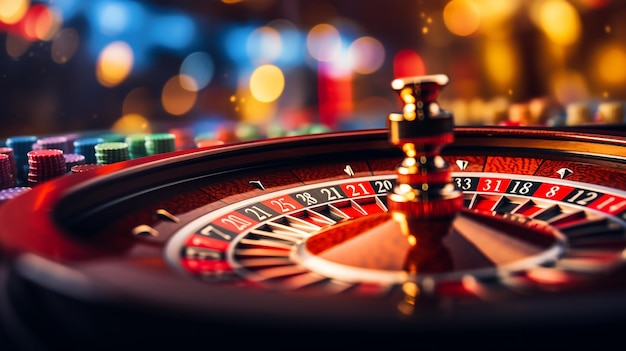 Roda de roleta de casino em close-up ai generative