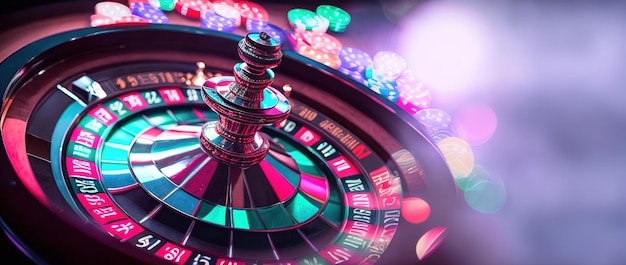 Roda de roleta do jogo Banner Casino girando Geração AI