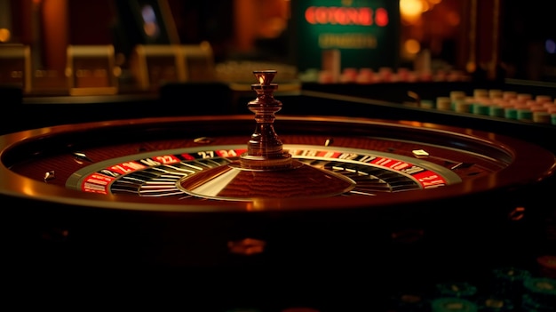 Roda de roleta do jogo Banner Casino Las Vegas girando Generative AI