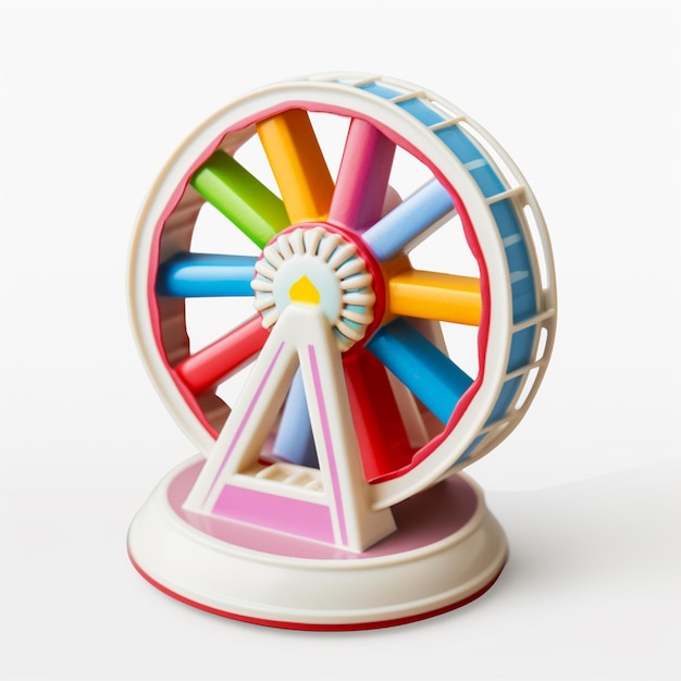 roda gigante de brinquedo de cores brilhantes em superfície branca com fundo branco