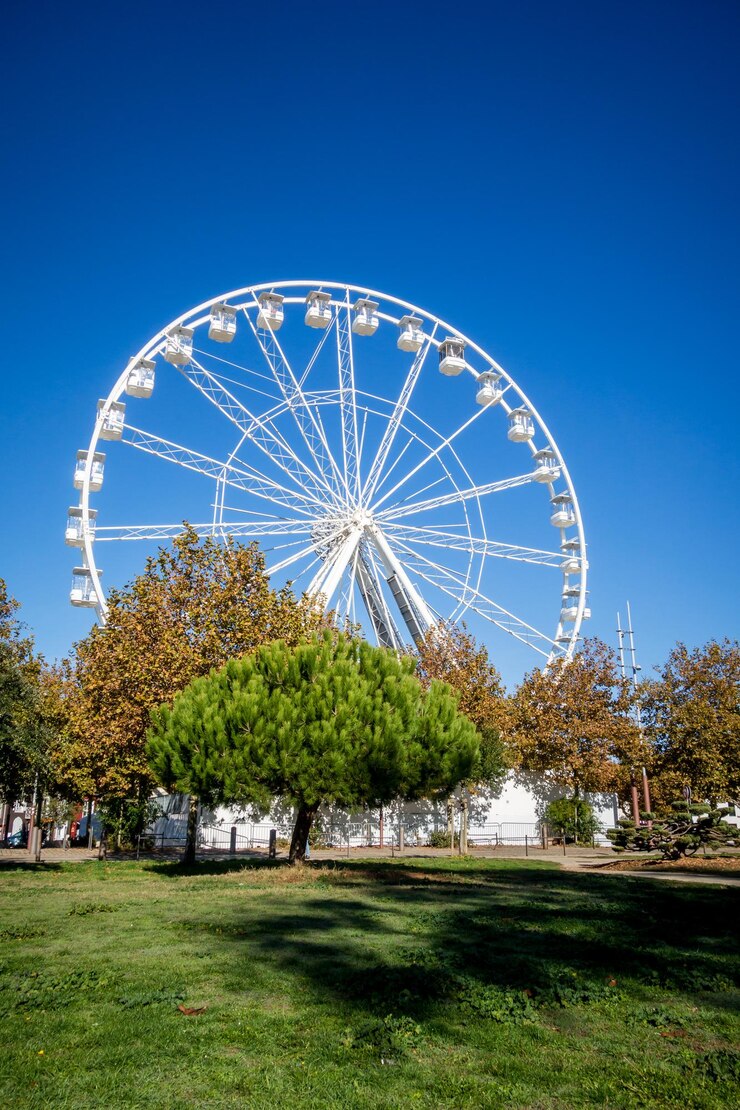 Foto roda gigante no antigo porto de la rochelle, frança