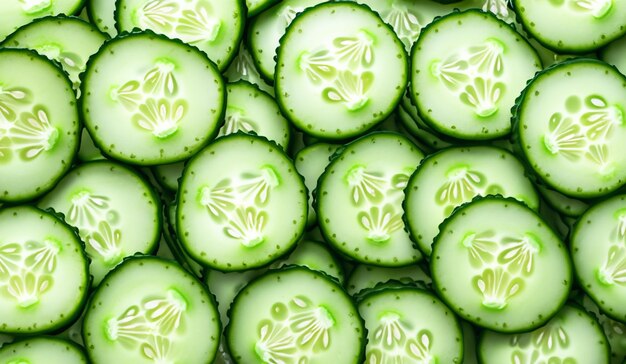 Rodadas de pepino verde dispostas em perfeita simetria