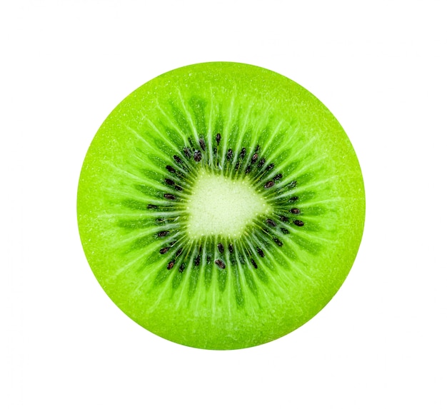 Rodaja de kiwi sobre fondo blanco