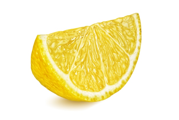 Rodaja de limón amarillo aislado