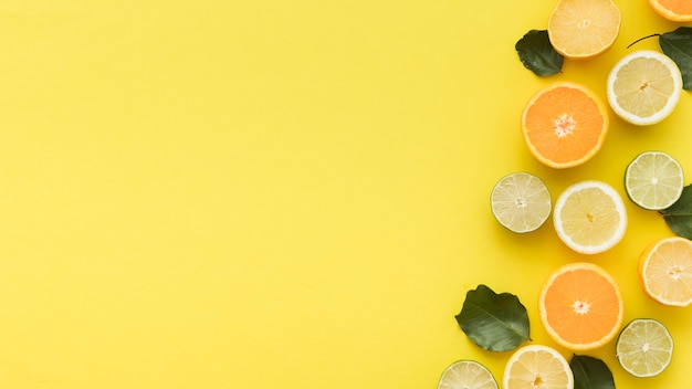 Foto rodajas de cítricos de naranjas y limones