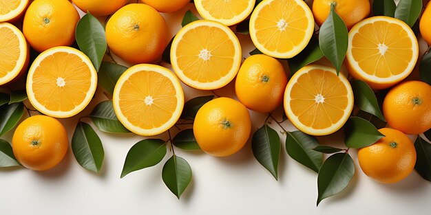 En rodajas de naranja sobre fondo blanco