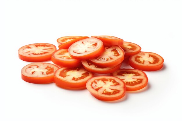 Foto en rodajas de tomates rojos frescos