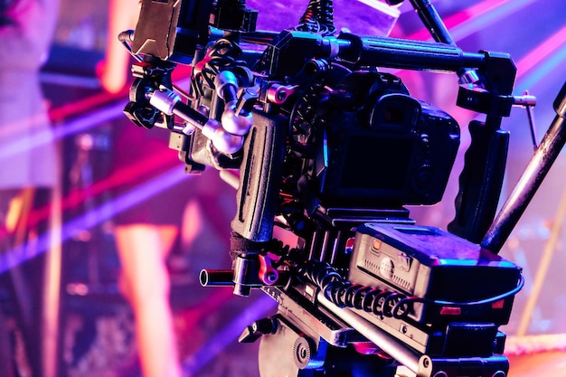 El rodaje de la industria cinematográfica con un fondo de cámara profesional