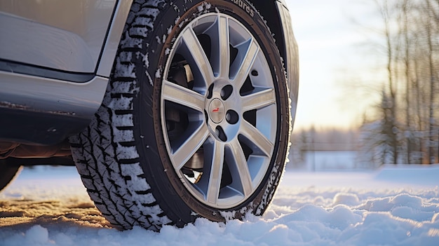 Rodas com pneus de inverno prontas para o inverno com neve e todas as condições climáticas difíceis