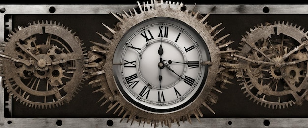 rodas dentadas em velhos relógios ilustração conceito de passagem do tempo