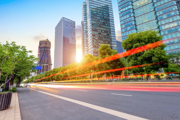 Foto rodovia e arranha-céus modernos, hangzhou, china