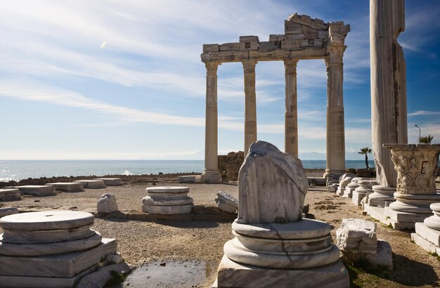 Römische Ruinen des Tempels des Apollo, Side, Türkisküste, Provinz Antalya, Türkei