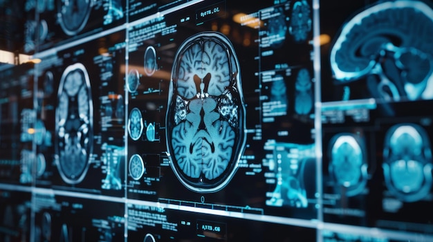 Röntgenbild des menschlichen Gehirns auf Computerbildschirmhintergrund