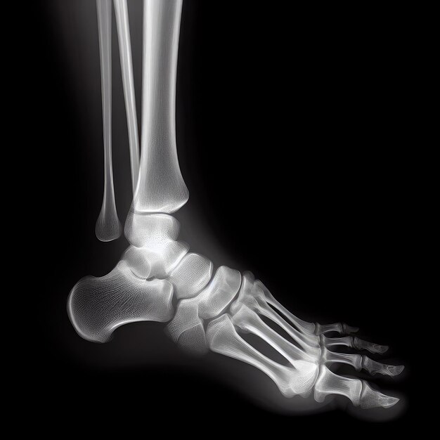 Röntgenbild von menschlichem Knie und Fuß