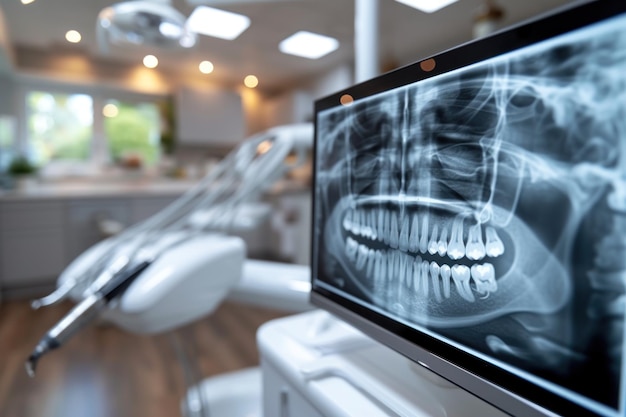 Röntgenbilder mit moderner Ausrüstung in einer gut beleuchteten Zahnklinik