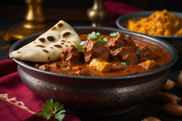 Foto rogan josh con naan de ajo