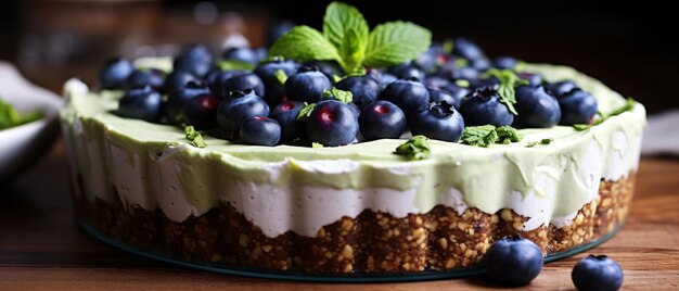 Roher Avocado-Torte mit Blaubeeren