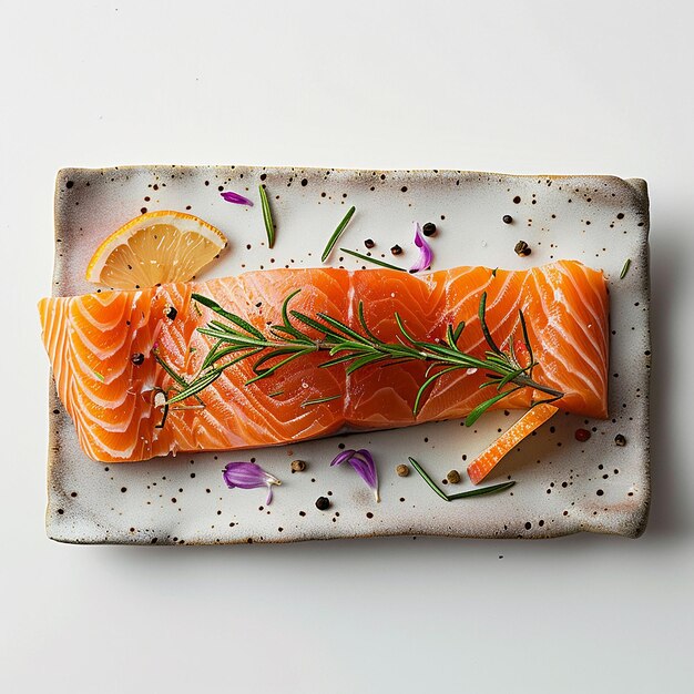 Foto roher lachs-sashimi auf weißem hintergrund