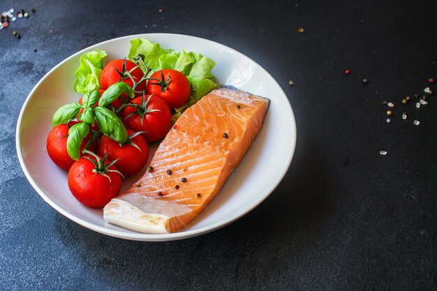 roher Lachsfisch Meeresfrüchte frische Zutat Diät Pescetarian