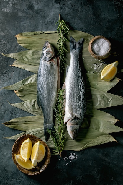 Roher ungekochter Fisch Wolfsbarsch