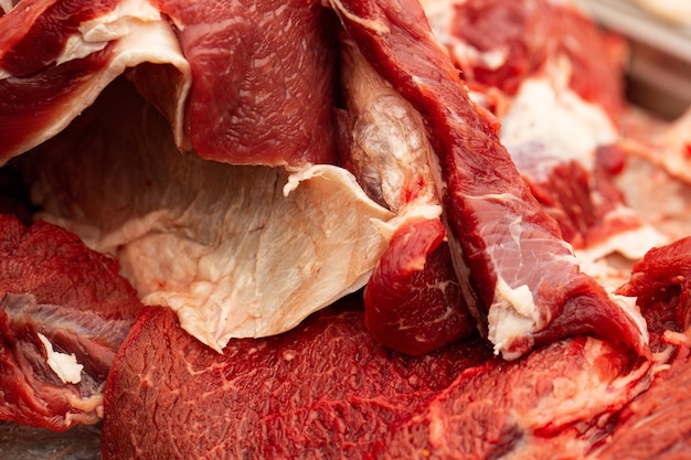 Rohes frisches marmoriertes Fleisch hautnah