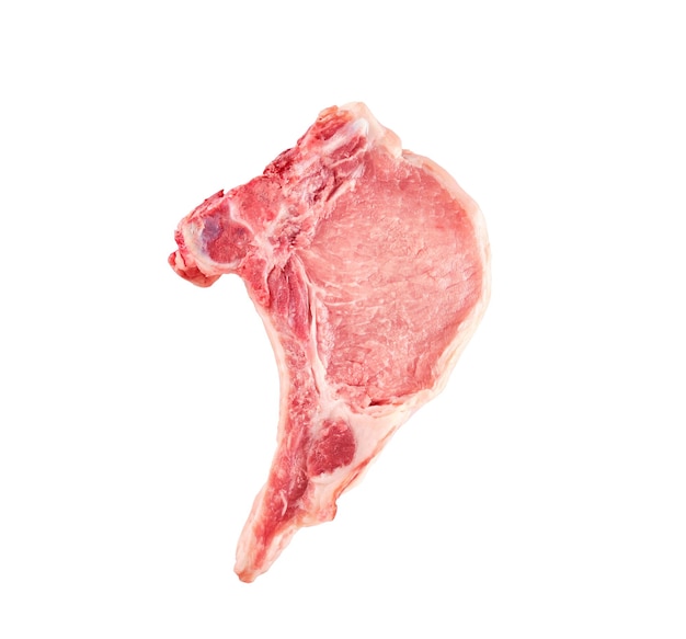 Rohes frisches Schweinekotelett lokalisiert auf weißem Hintergrund
