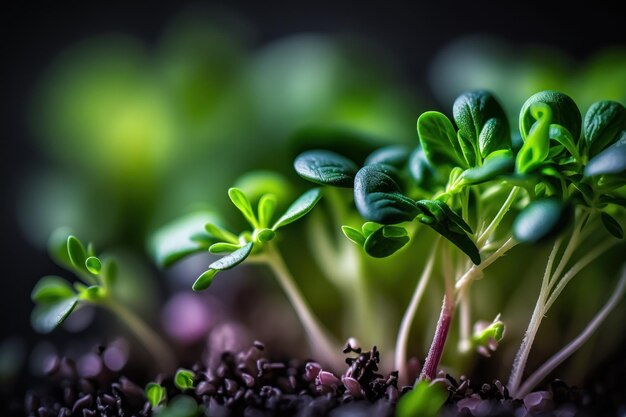 Foto rohes gesundes essen sprießt microgreens generative ki