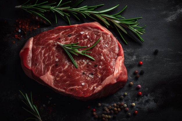Rohes Lendensteak im Hintergrund