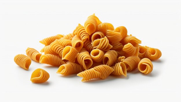 Rohes Pasta-Fusilli auf weißem Hintergrund