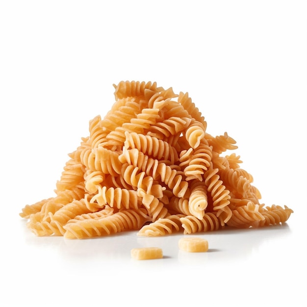 Rohes Pasta-Fusilli auf weißem Hintergrund