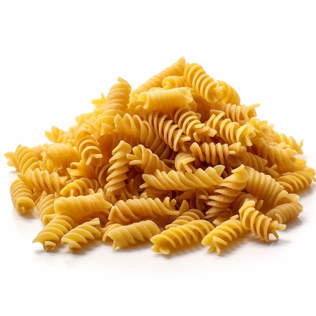 Rohes Pasta-Fusilli auf weißem Hintergrund