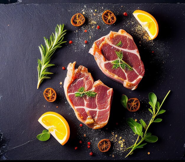 rohes Rindersteak, Lamm und Hammelfleisch