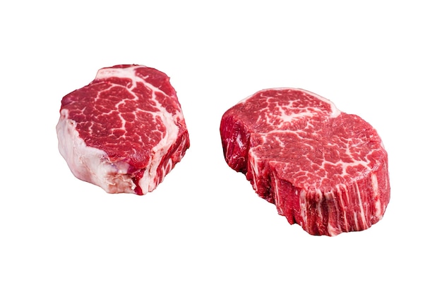 Rohfilet Mignon-Tenderloin-Steaks isoliert auf weißem Hintergrund