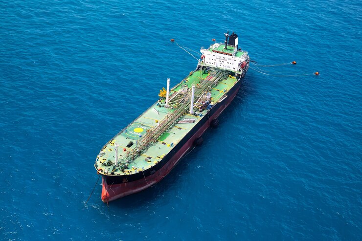 Rohöltanker und LPG, die im Hafen in Seeansicht laden