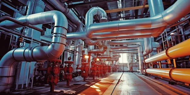 Rohrleitungen in einem modernen Industriekraftwerk