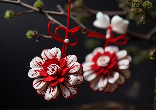 Rojo y blanco hermoso Martisor Ai generado