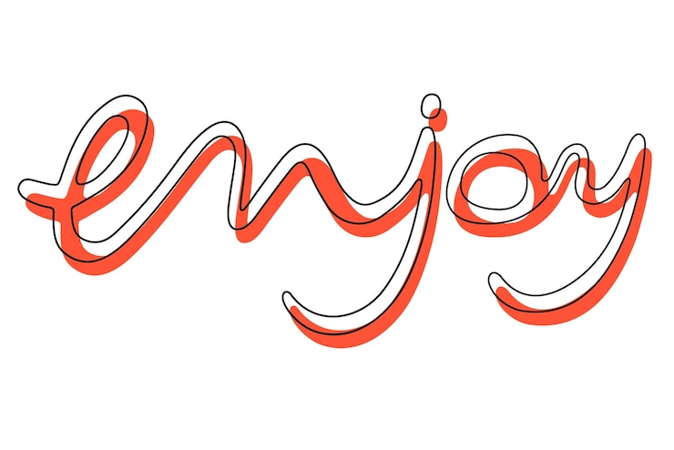 Foto rojo disfruta de la escritura transparente png