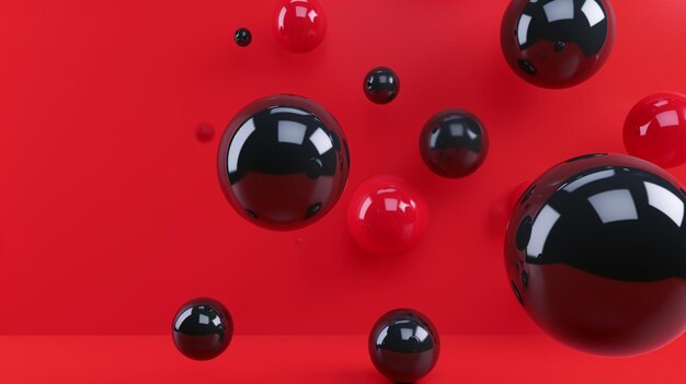 rojo y negro Esferas flotantes espacio vacío para mostrar el producto Generativo Ai
