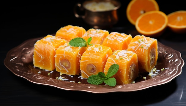 rolinho de laranja barfi ou barfi doce ou mithai